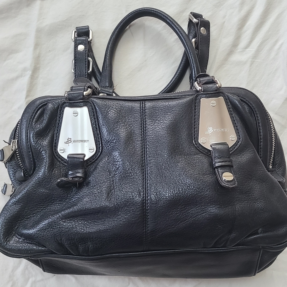 B Makowsky Large Calfskin Leather Tote